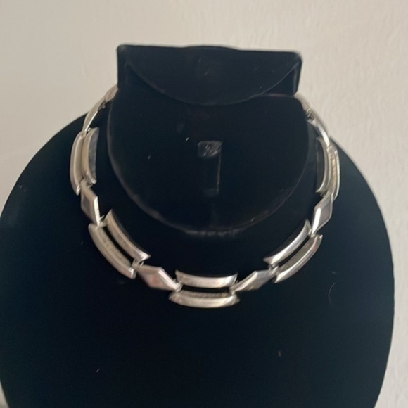 Vintage Jewelry - Vintage heavy metal choker necklace geometric diamonds large open links